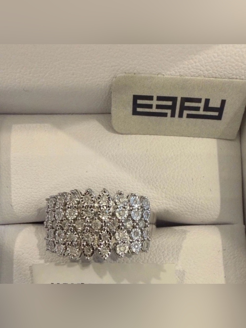 ‼️NEW ‼️Effy ENY Multi-Row .30 TCW Diamond 💍Floral Band Size 8